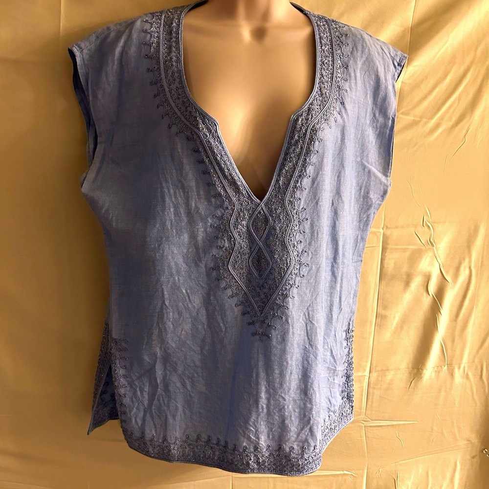 New medium New York and Co. powder blue linen blend top #1780*8